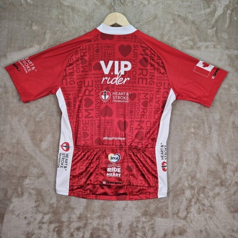 NWT Louis Garneau Cyling Jersey Heart Stroke Charity Ride Canada Red Mens Size L - Picture 2 of 10